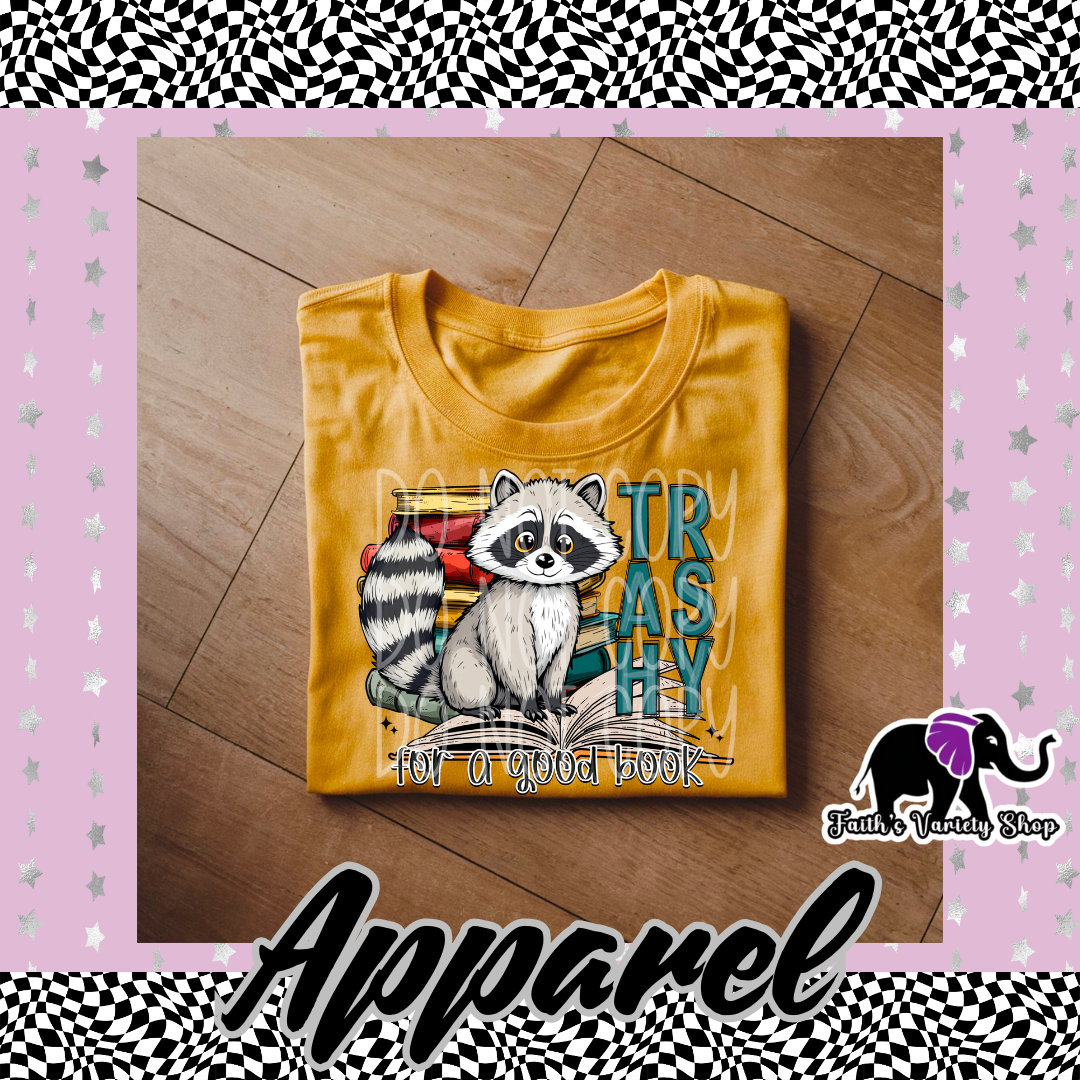 Trashy For A Good Book Raccoon Adult Shirt