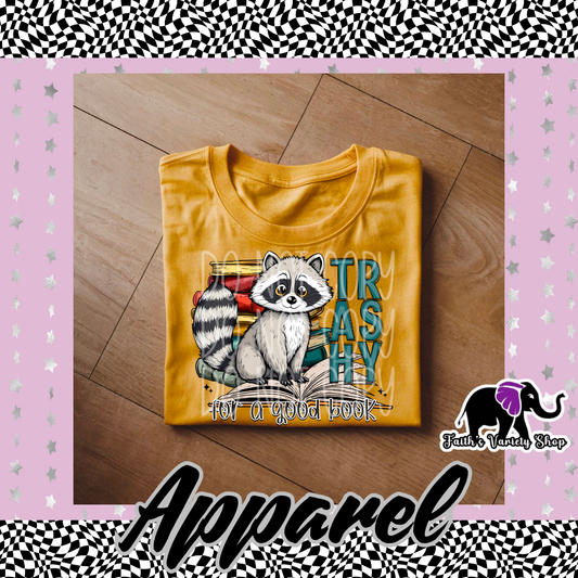 Trashy For A Good Book Raccoon Adult Shirt