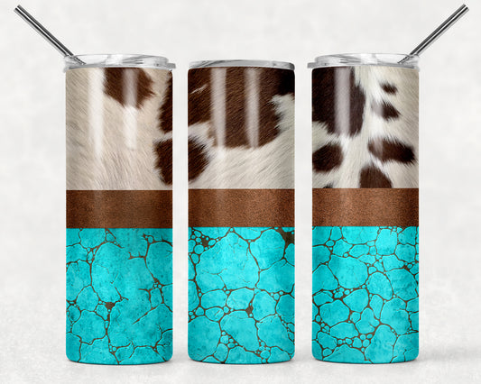 Turquoise Cowhide Drinkware Bulk
