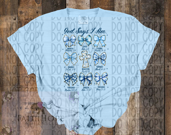 God Says I am comfort color T-shirts