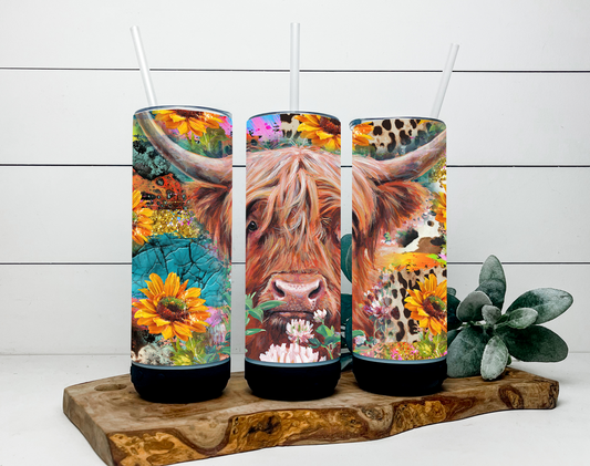 cow with flowers bluetooth speaker tumbler