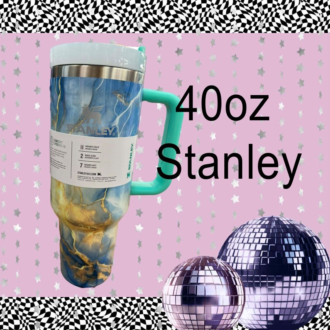 Blue and Gold Marbled Stanley 40oz Tumbler