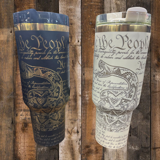 We the people fully engraved all around 40oz tumblers