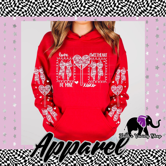 White Lace Valentine Adult Sweater with Sleeves