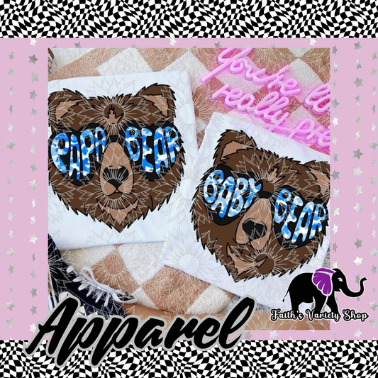 Camo Blue Papa and Baby Bear Apparel