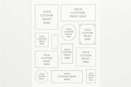 Create a mock up of a long sheet with multiple designs saying your custom print here