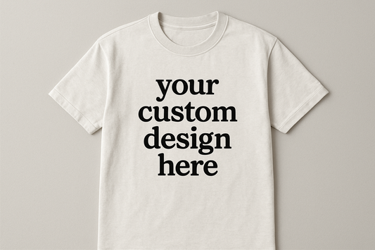 Create a mockup of a screen print that says your custom design here