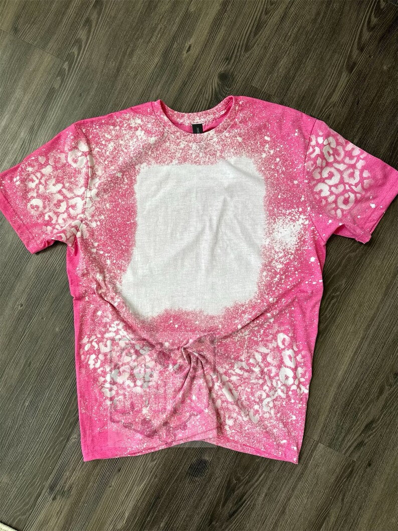 Heather Pink Sublimation cheetah blank T-shirt