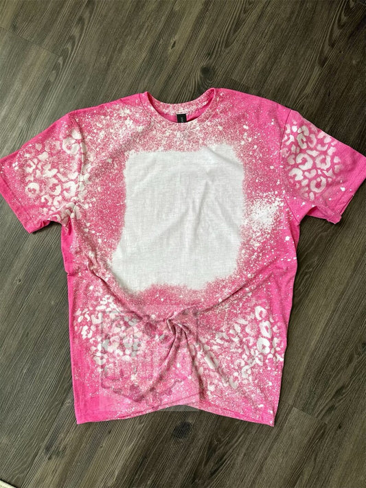 Heather Pink Sublimation cheetah blank T-shirt