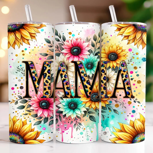 Mama Sunflower and tye dye 20oz cup
