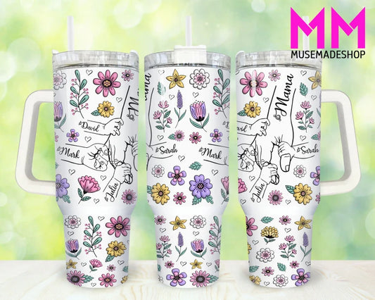 customized 40oz tumbler with children hand