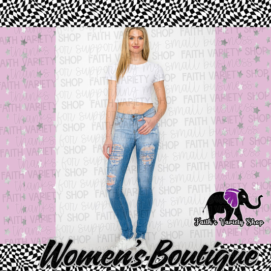 Juniors Light Washed Ripped Jeans