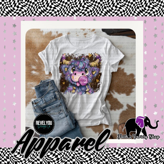 Mystical Cow With Brown Border Apparel