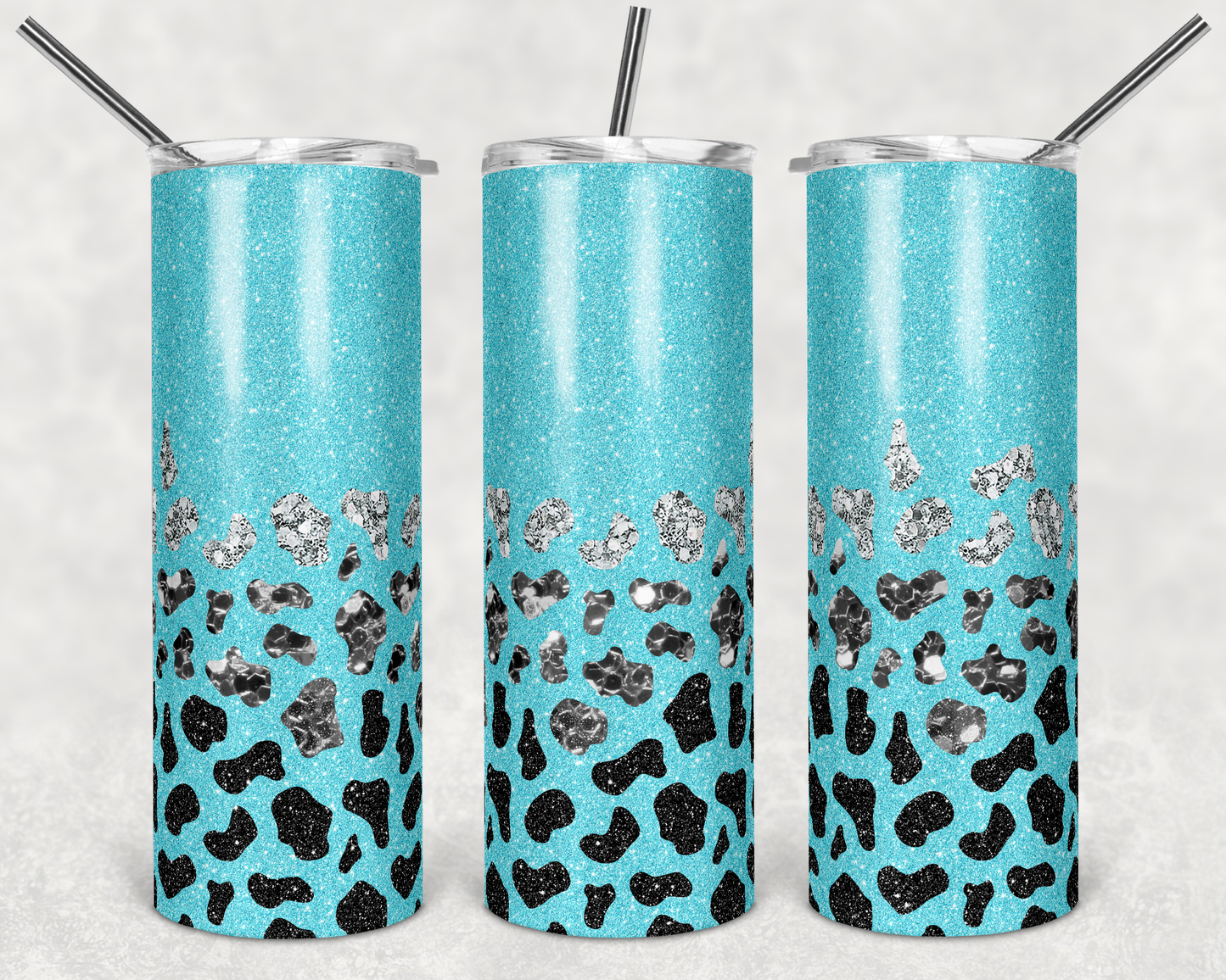 Blue Ombre Cow Print Tumbler