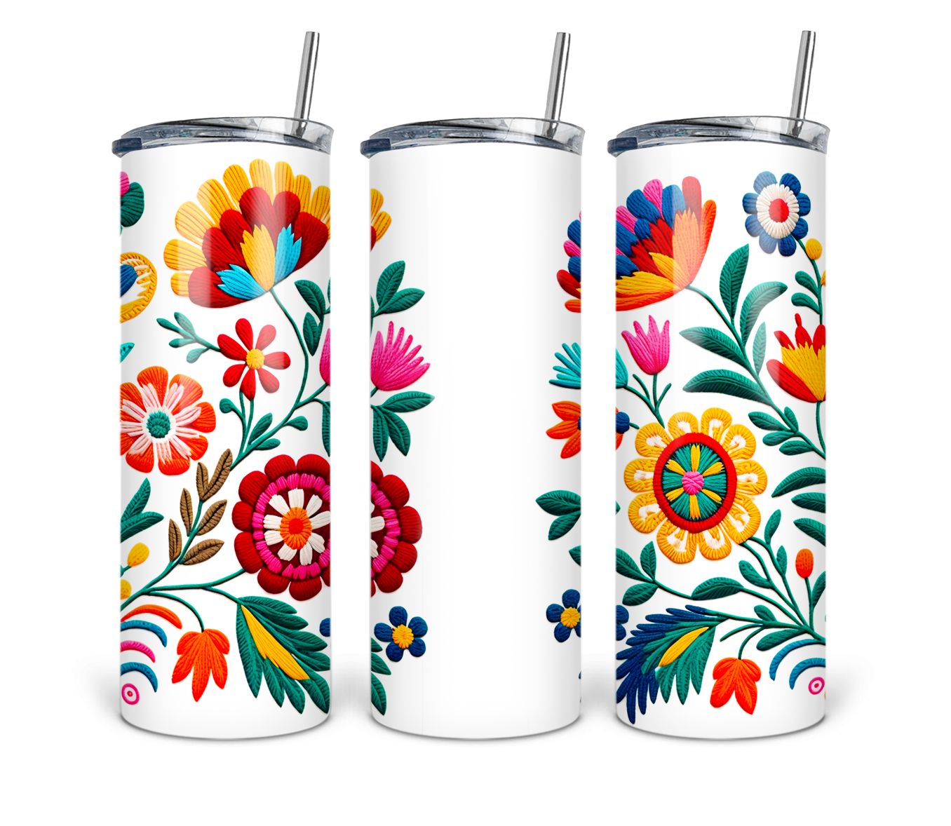 Customizable Mexican Embroidery Tumbler