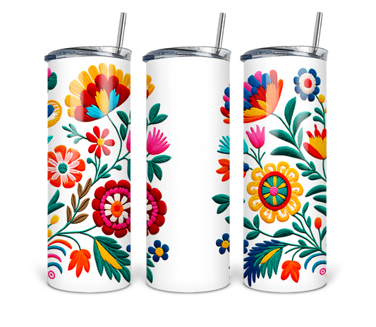 Customizable Mexican Embroidery Tumbler