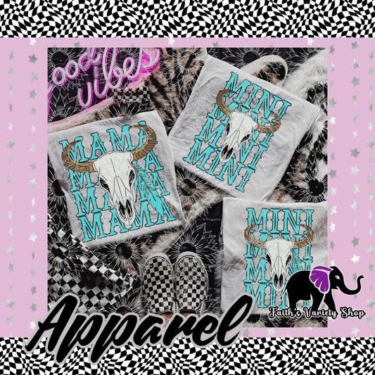 Teal Bull Mama and Mini Apparel