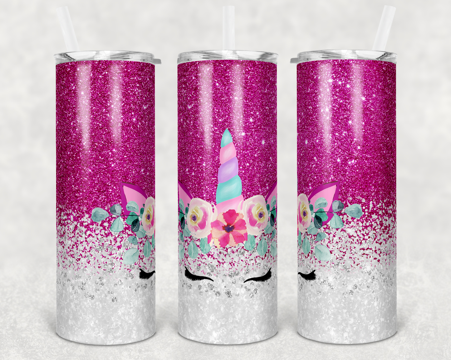 Pink Glitter Unicorn Tumbler